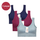 3 Items Seamless Bra, Push Up Sports Top, Women's Lingerie, Polyester, Breathable, Comfortable - Big Stocks